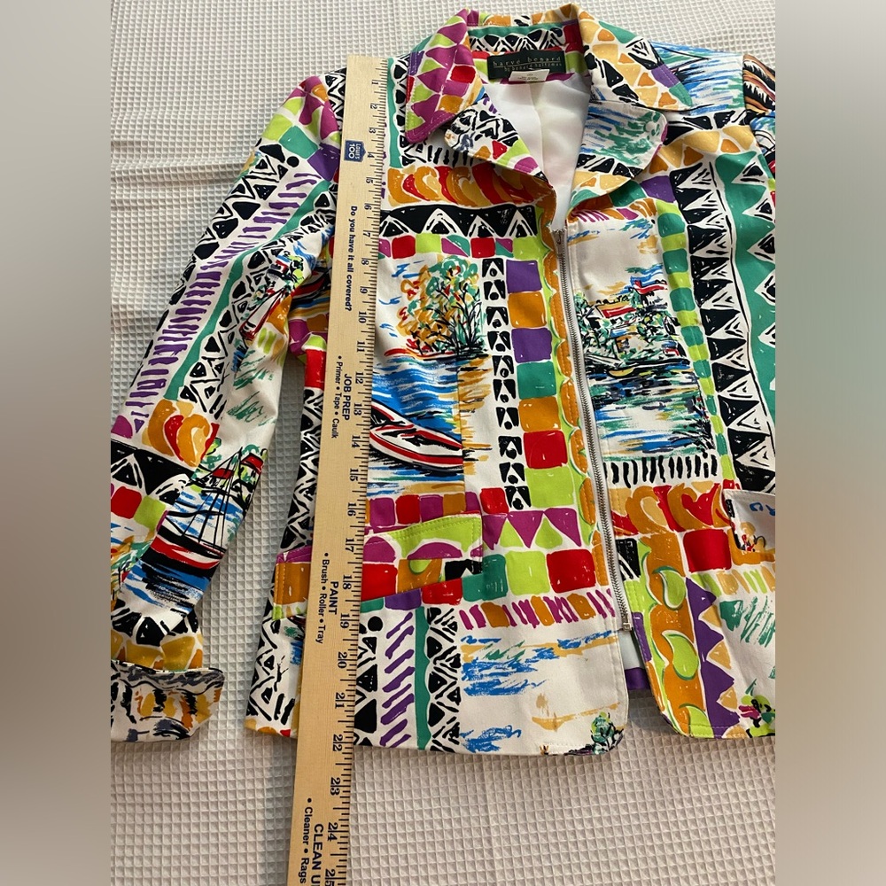 Vintage Harve Benard Blazer Tall 6 Full Zip Colorful Geometric All Over Print - Picture 8 of 8